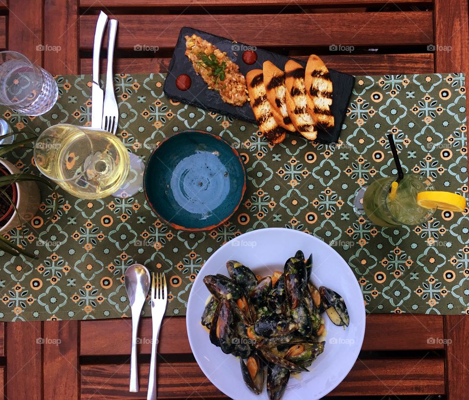 Healthy food on table