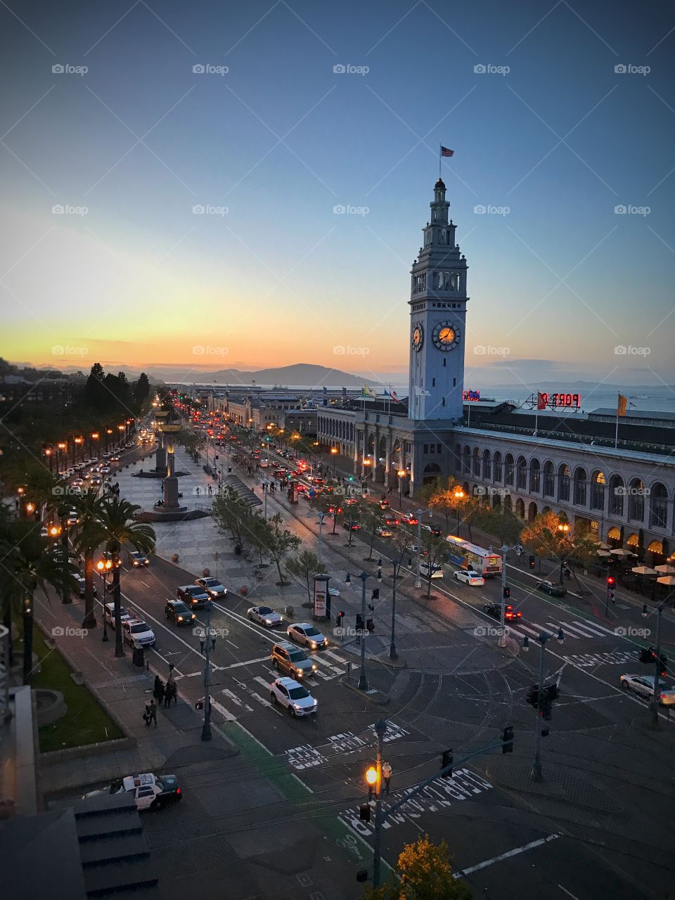 San Francisco Ferry Building at sunset