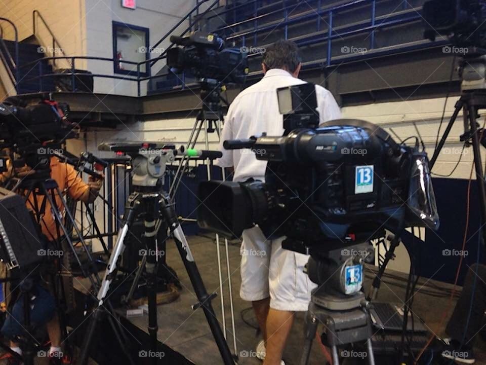 Cameras ready to shoot Trump Rally in Scranton PA