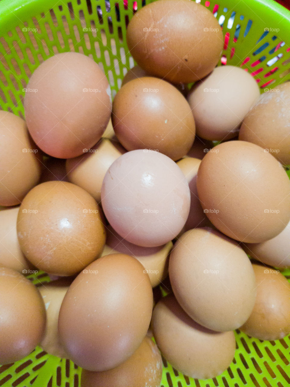 Eggs in a plastic basket