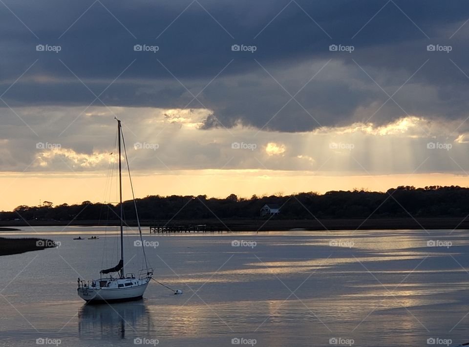 Sunset reflections on the water