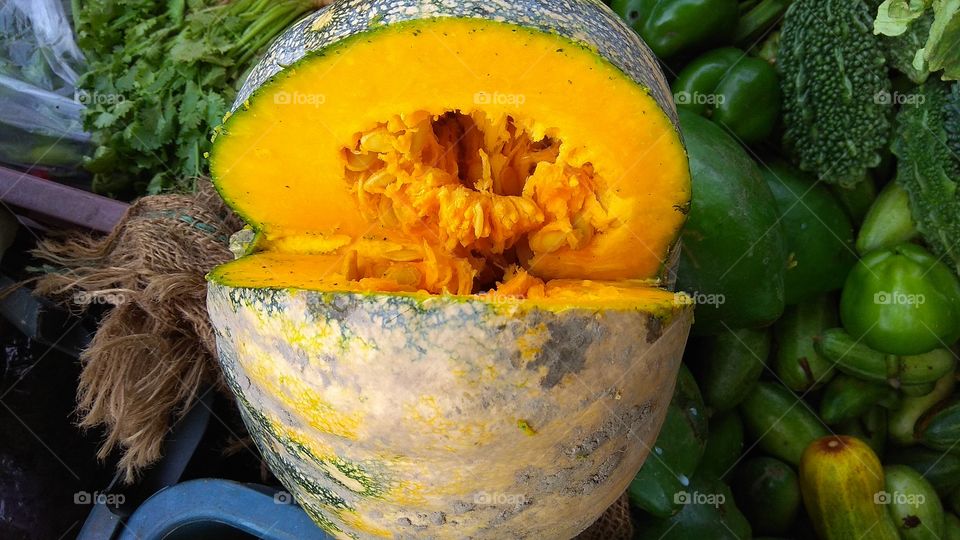 pumpkin . vegetable. this veg. daily used to make cooked . a lot of vitamins in this green veg.