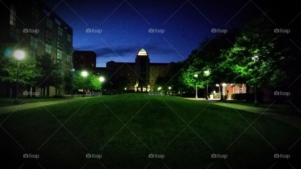 Beckman Quad @ University of Illinois at night