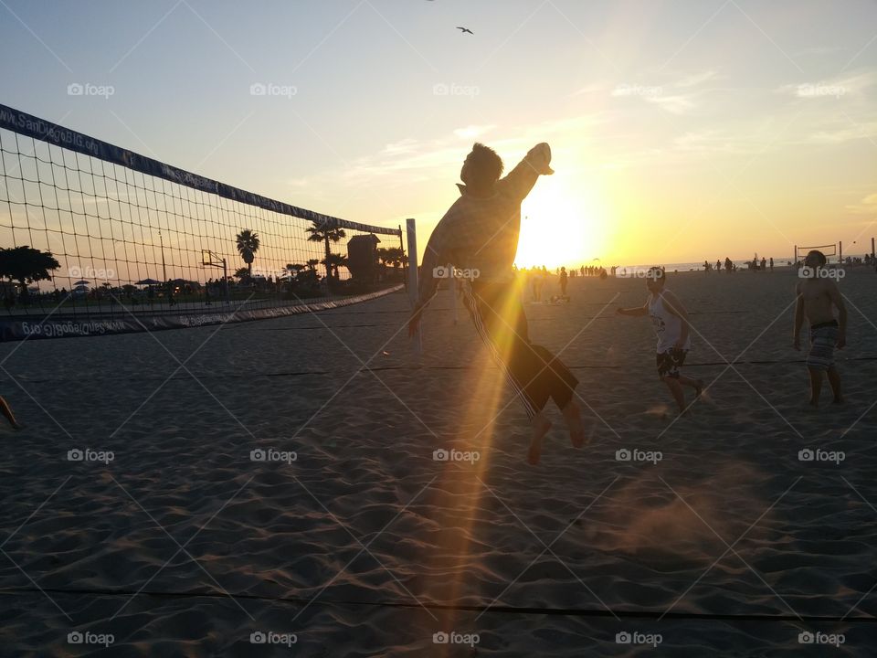 Beach Volleyball. Mark getting a good hit