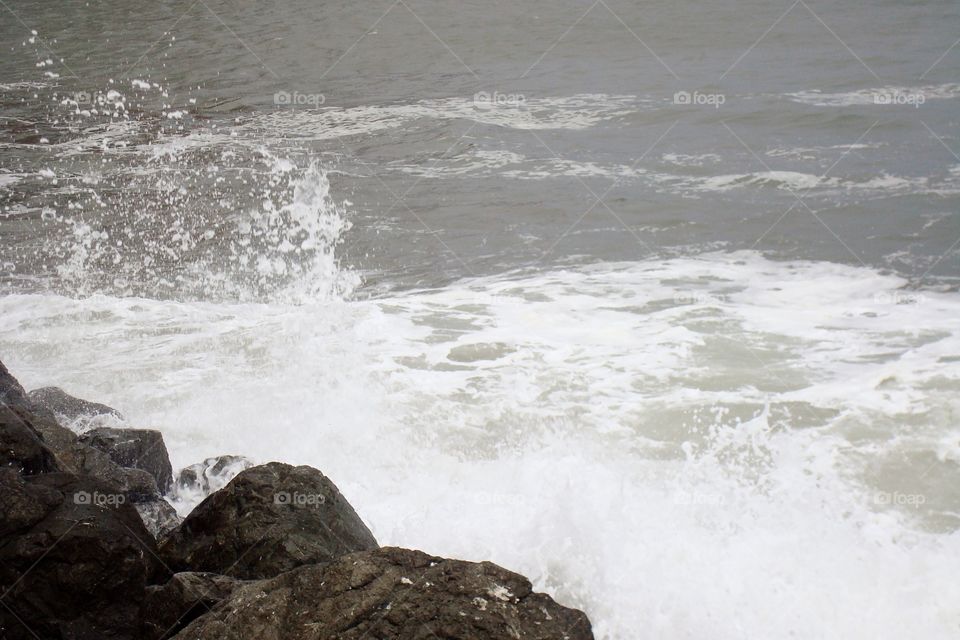 waves under the Golden Gate Bridge