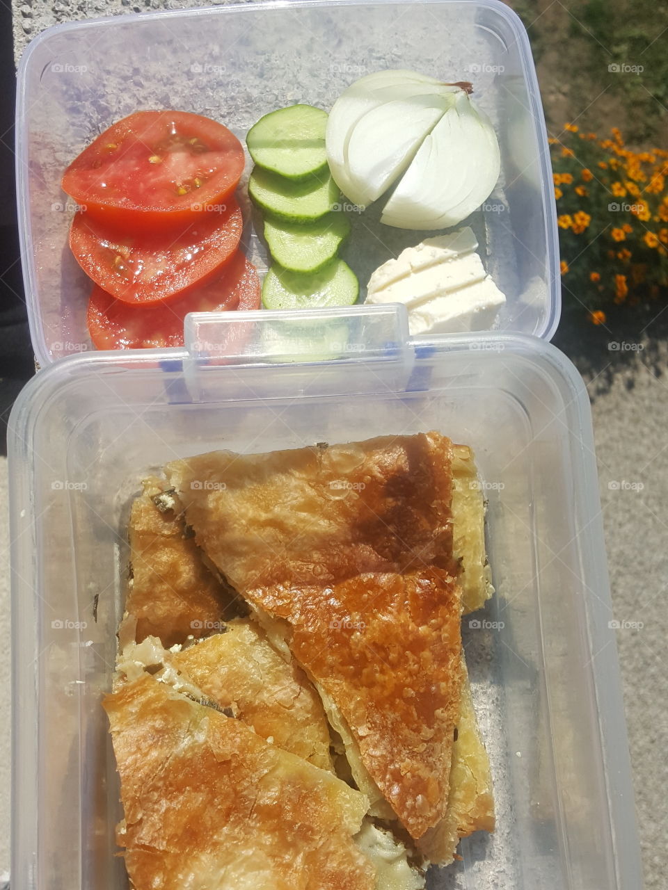pia with cheese tomato cucmber onions delicios lunch in work