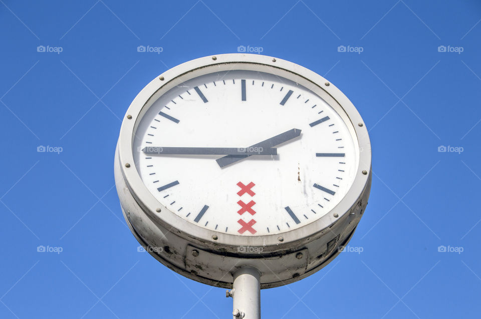 Clock With Amsterdam Logo At Amsterdam The Netherlands 2018