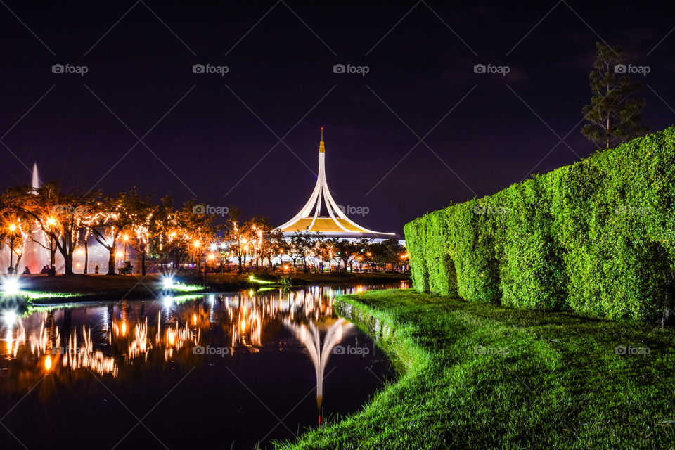 Rajamangala Hall in the Night at Public Park, Suan Luang Rama IX, Bangkok, Thailand