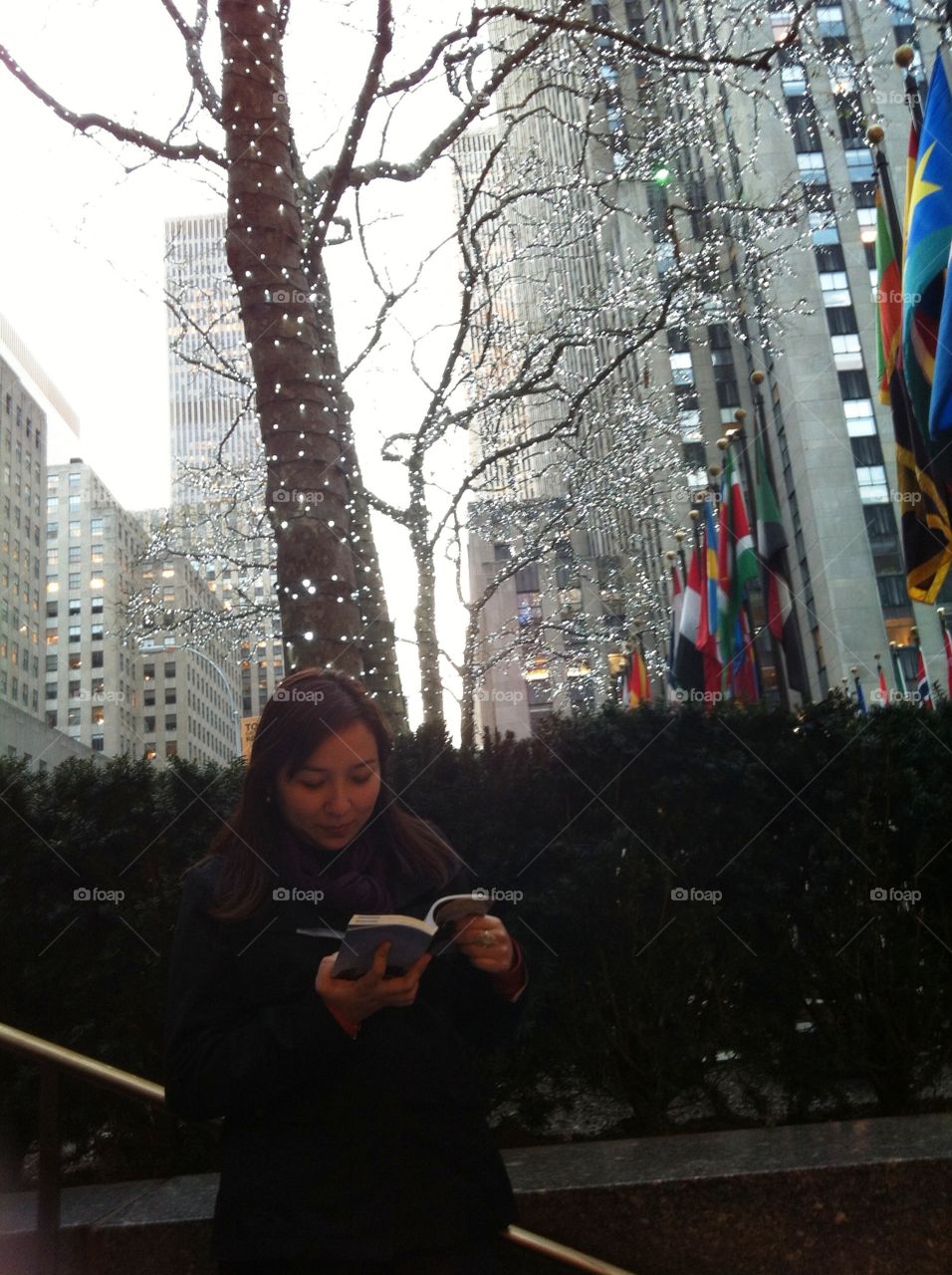Girl Reader in New York winter