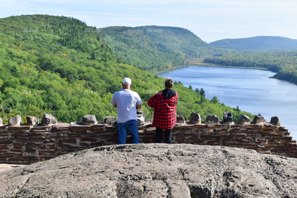 Couple in scenic mountain overlook