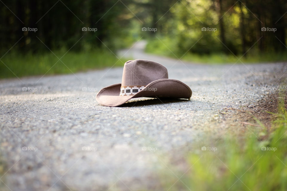 Cowboy's hat on the road