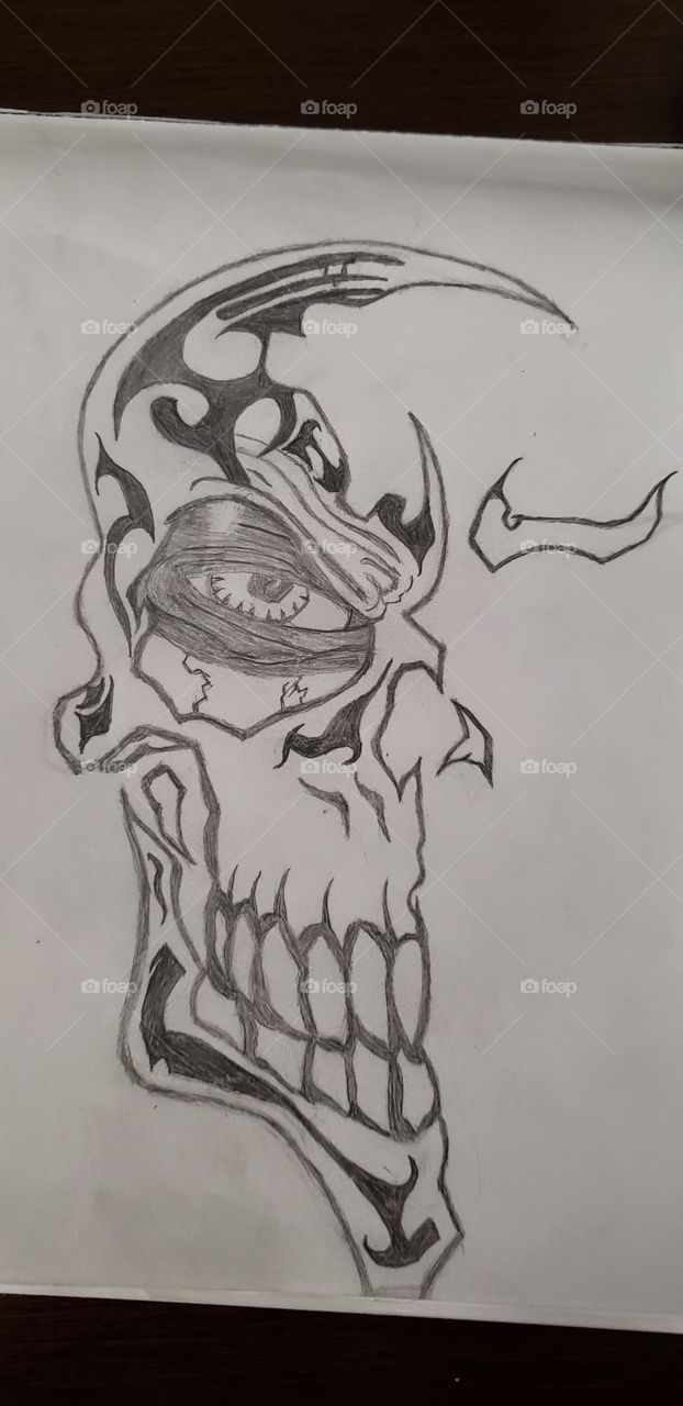 half skull drawing