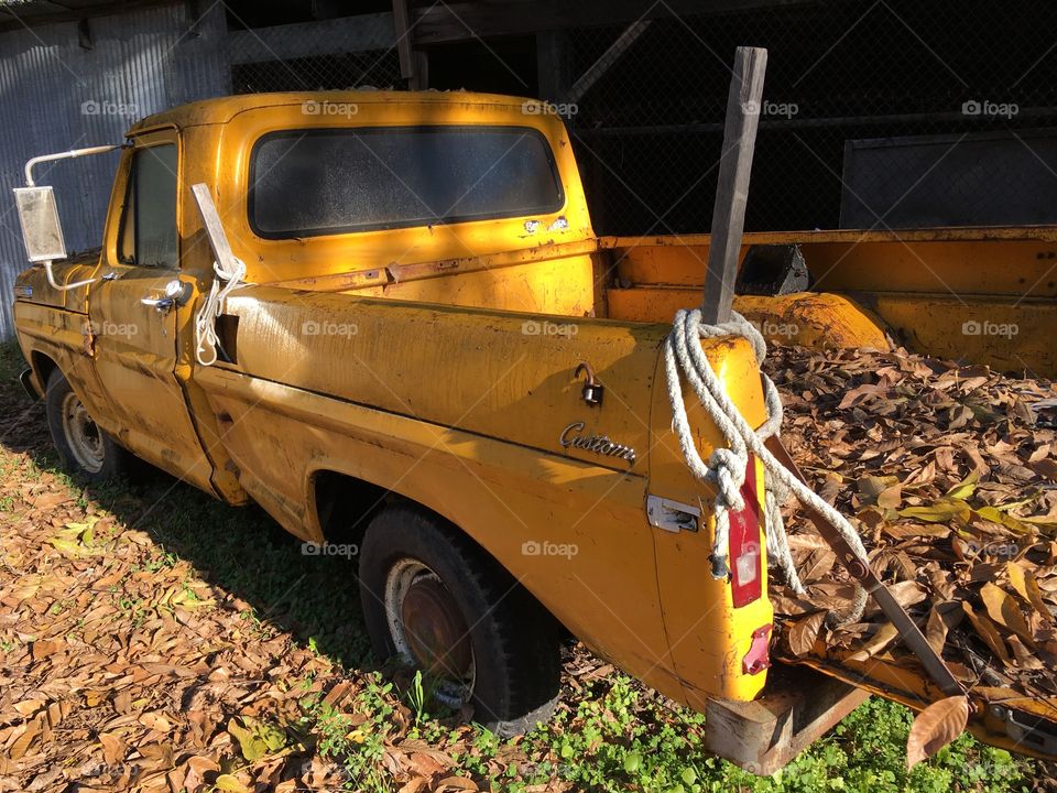 Yellow Ford truck