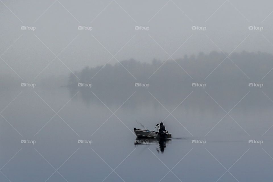 Fishing on a foggy day