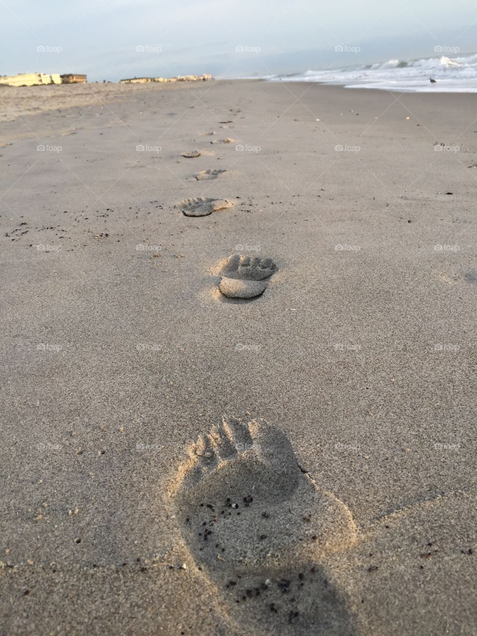 Early morning steps are on the beach