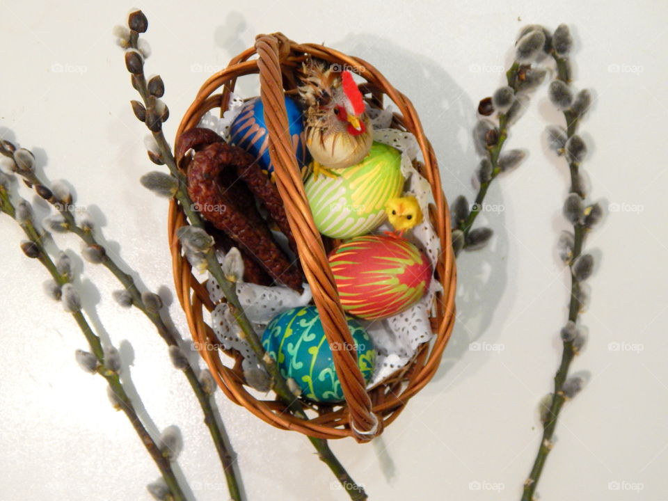 Easter basket with eggs