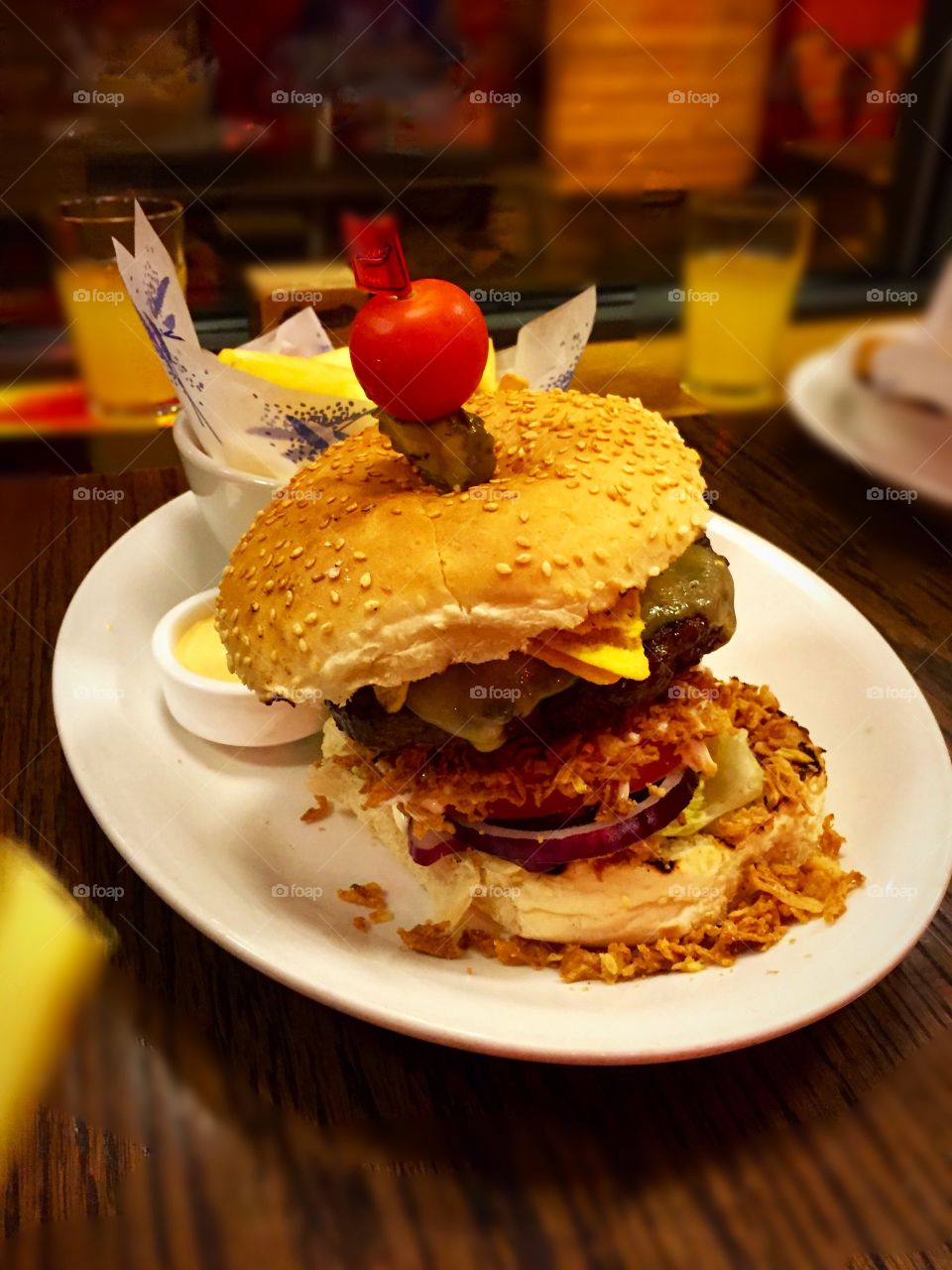 Gourmet chicken burger