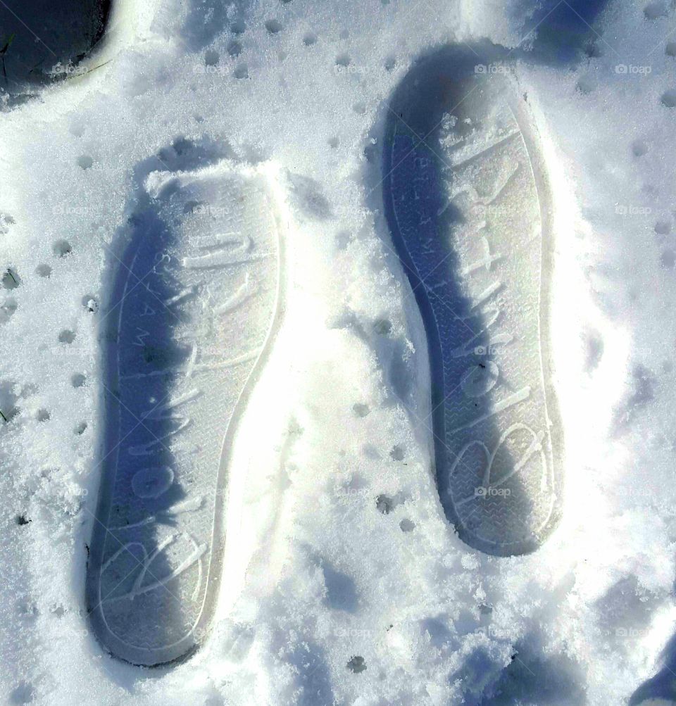 bootprints in the snow