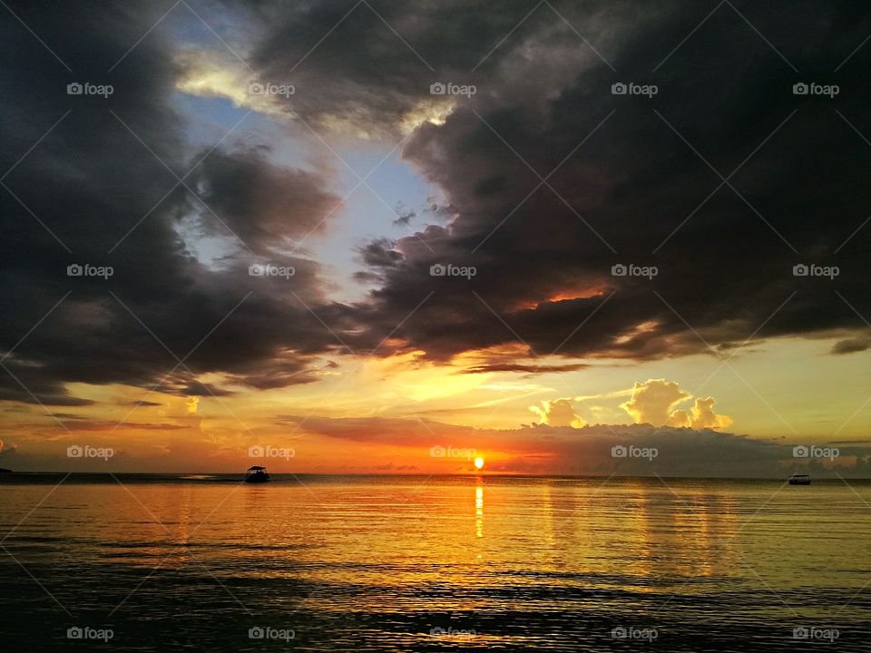 Romantic sunset in Negrill beach, Jamaica