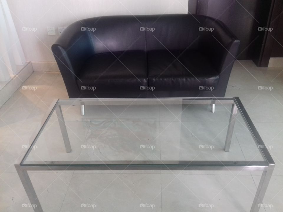 sofa with mirror table