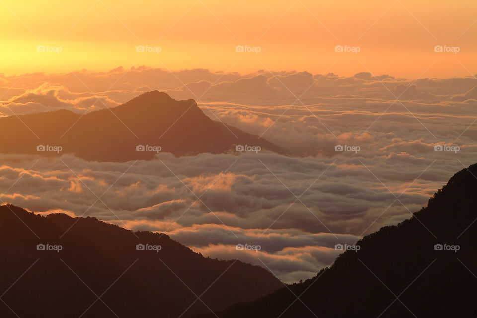 sunrise. with high mountain cloud sea