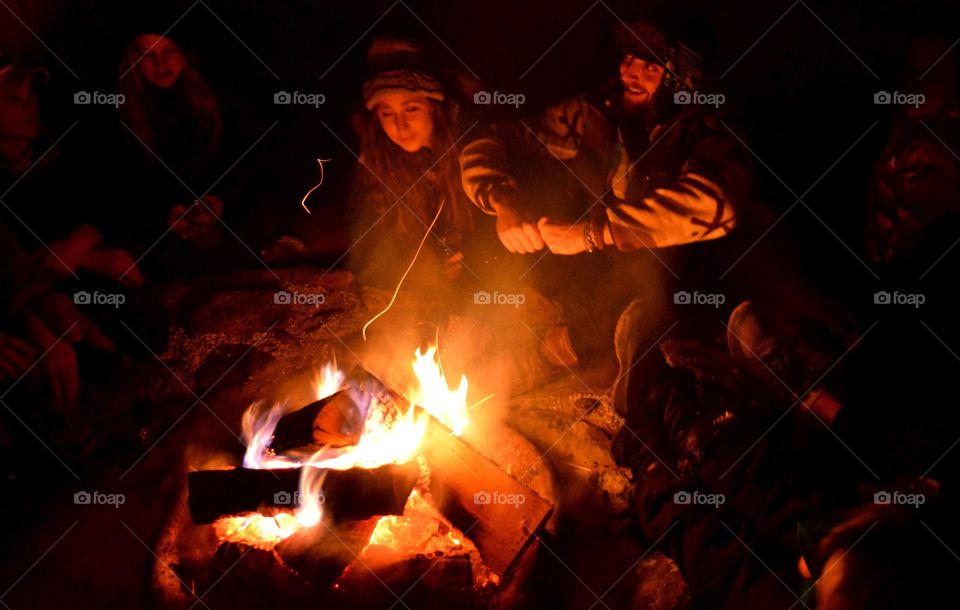 Warming up by the fire in Vermont