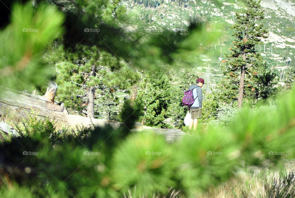 man Hiking. depth of field.