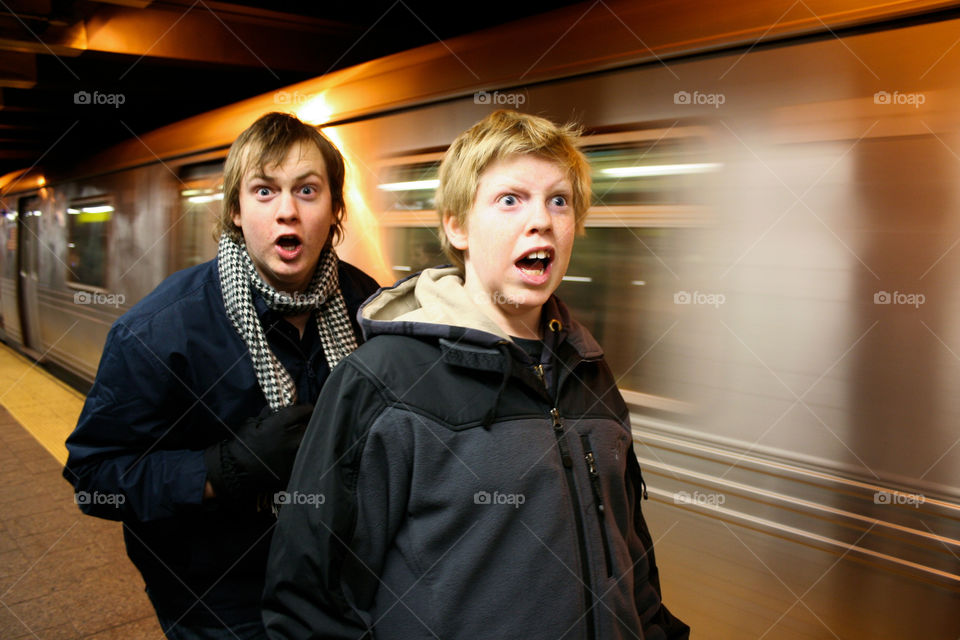 Boys surprised by speeding train