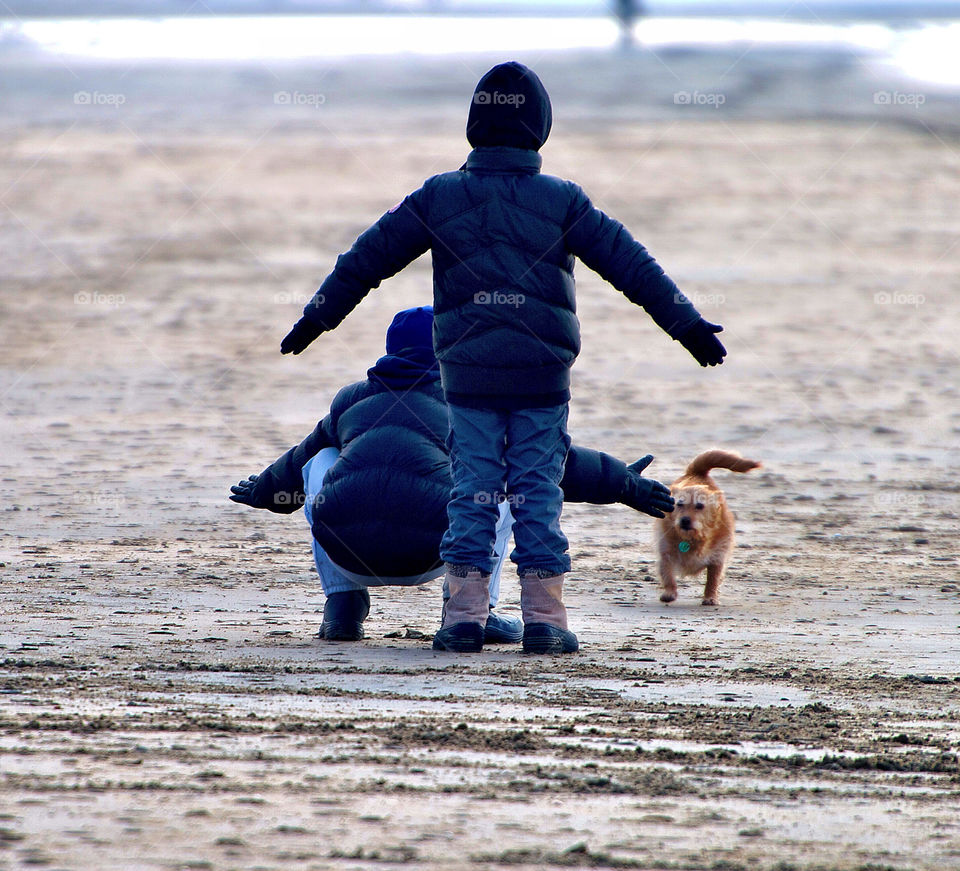 Playing on the beach