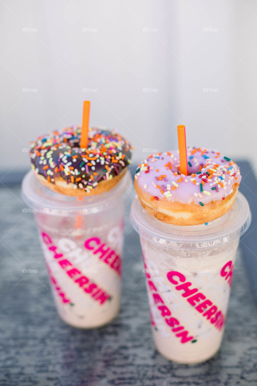 Donuts and iced coffee 