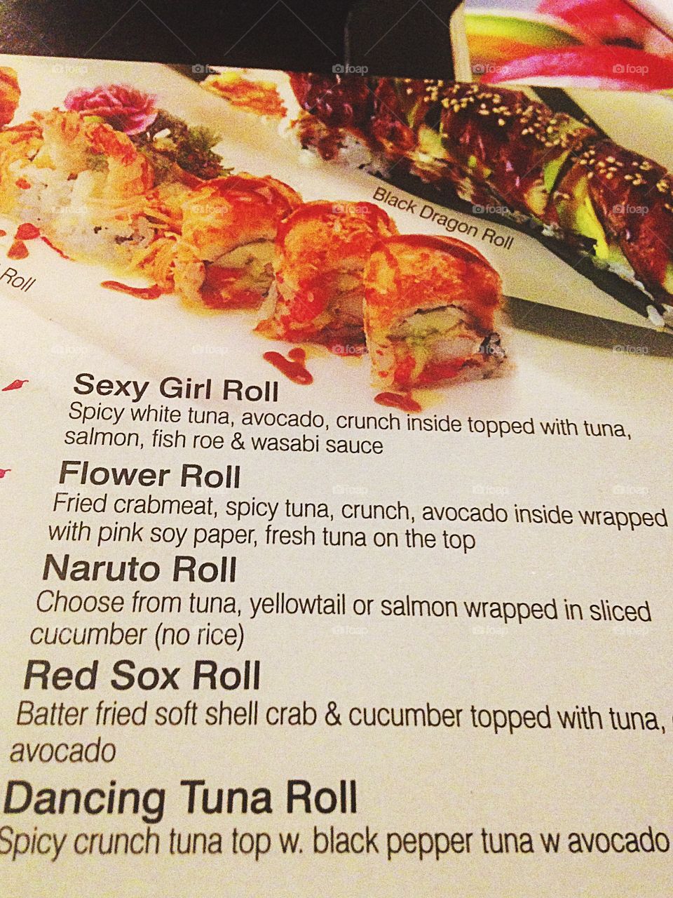 Close-up of menu card