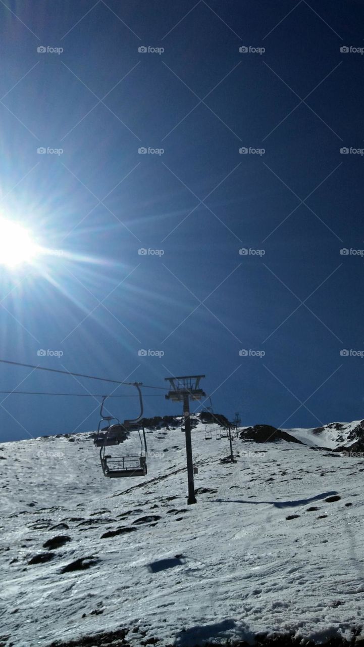 Snow, mountains, sunshine.