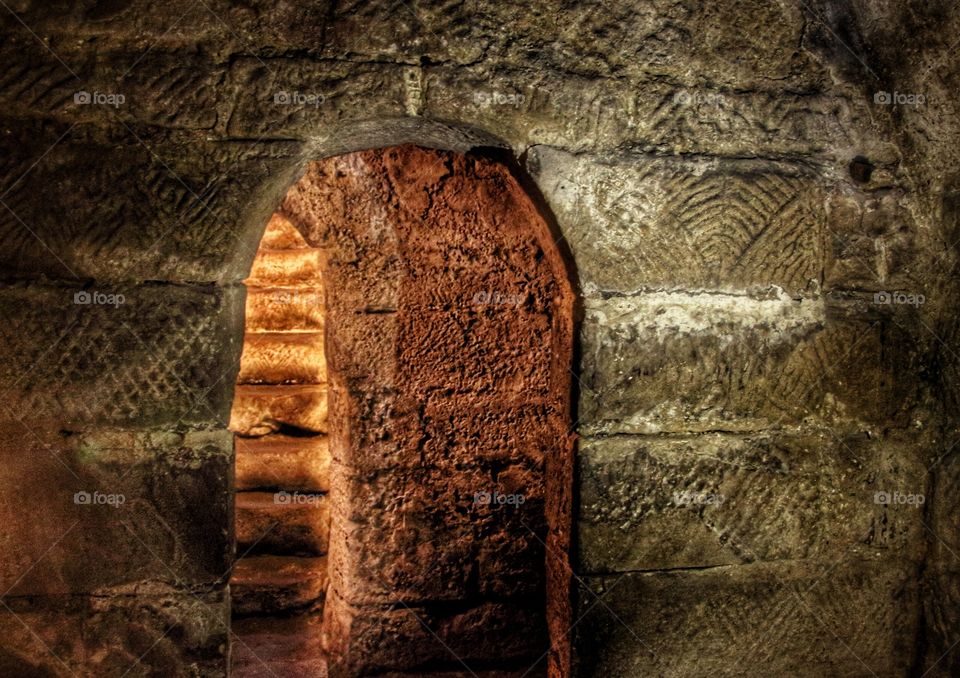 The 7th Cent Crypt . This crypt made from Roman stone from the nearby site of Coria 