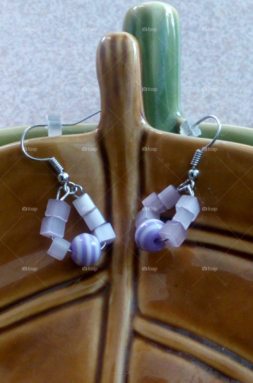 Handmade Lilac Circular Glass Drop Earrings