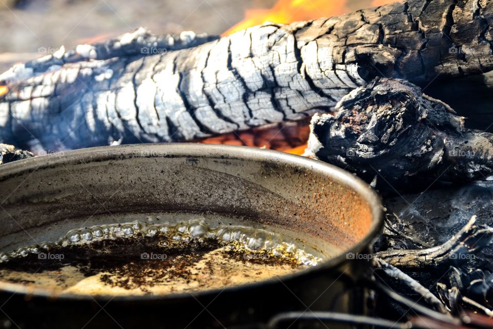 Coffee made on camp fire