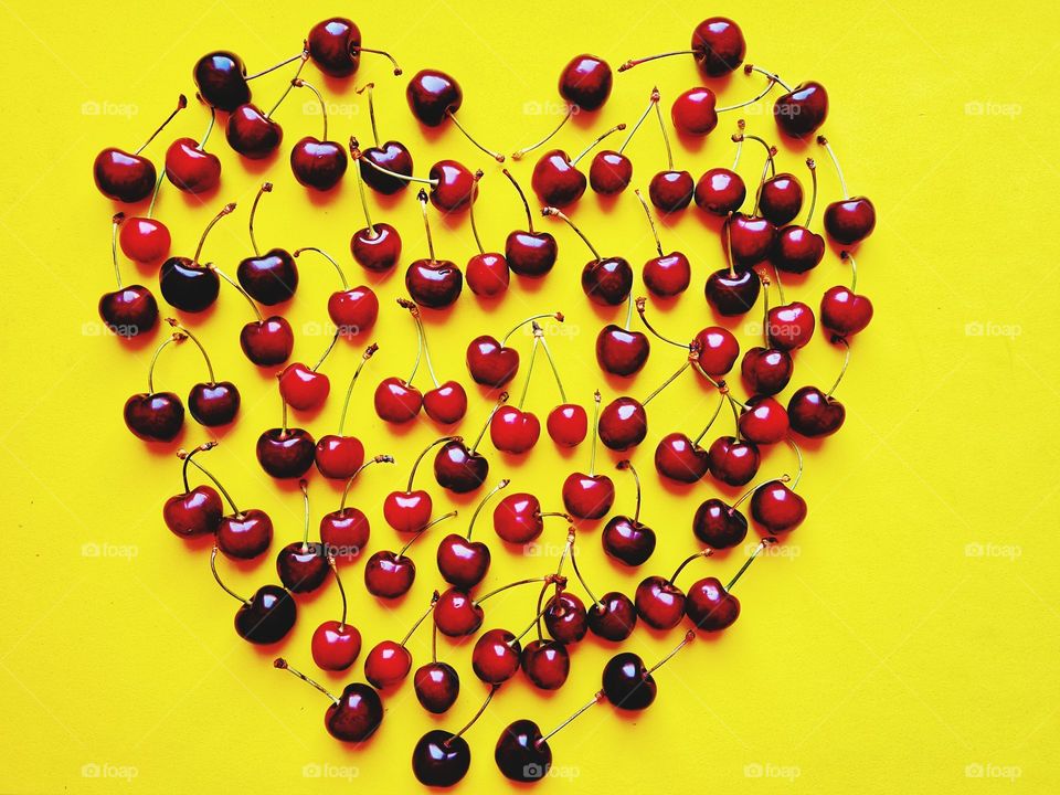 so many cherries form a heart