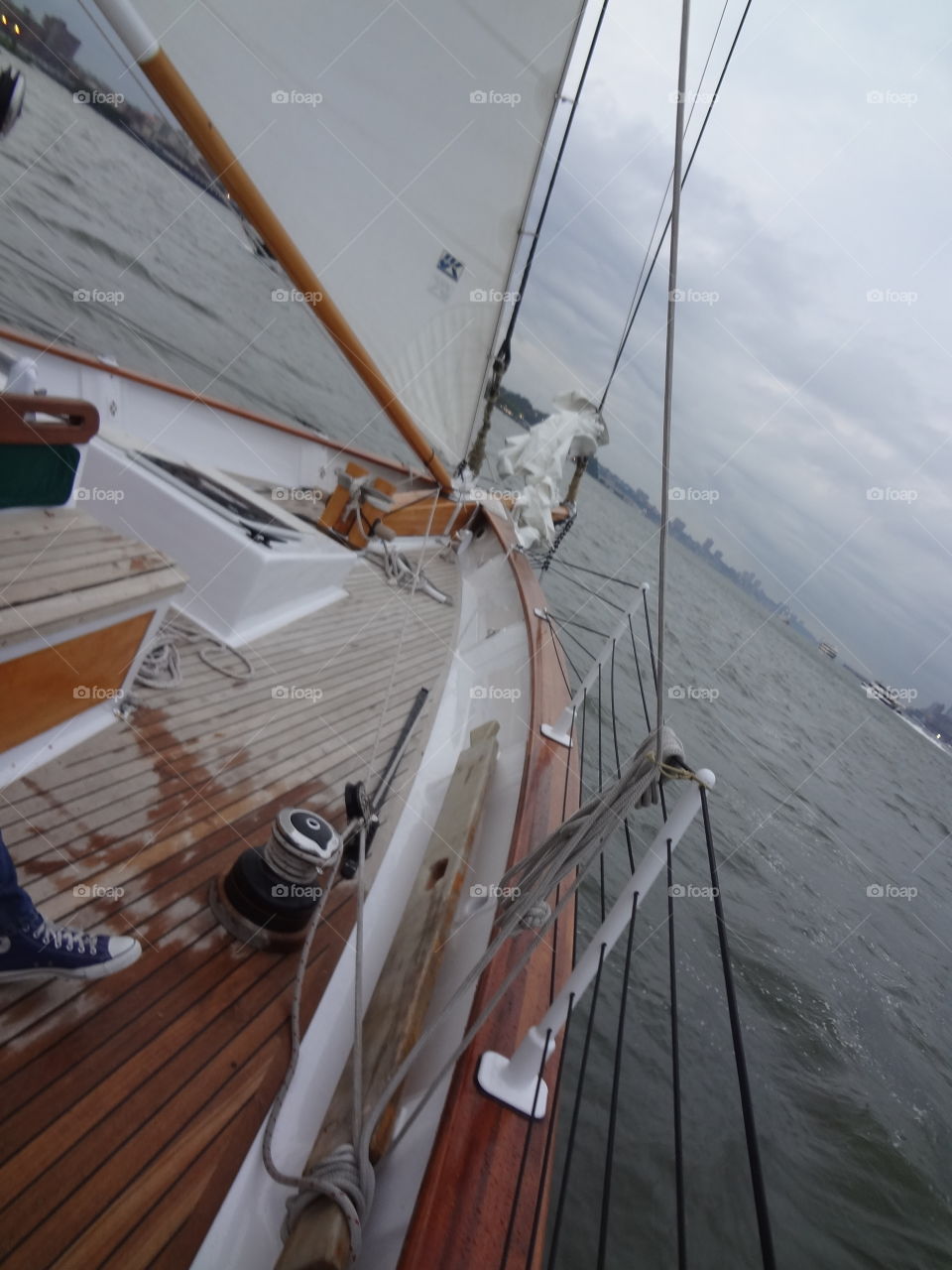 Sailing in New York City. Sailing checking out the view of the city