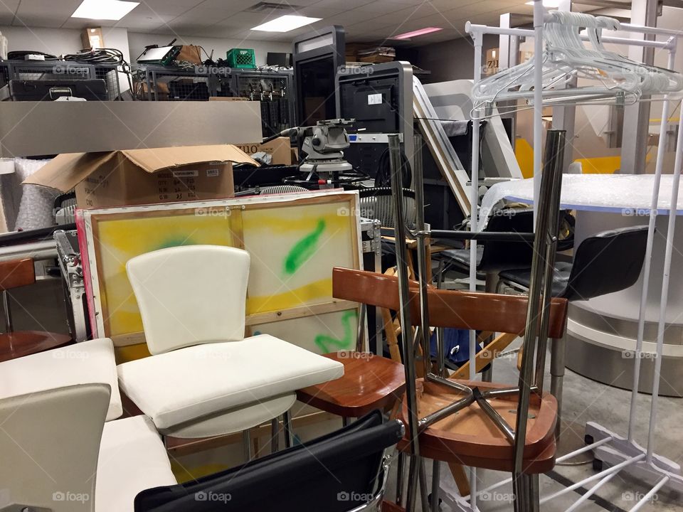 Chairs, hangers, boxes 