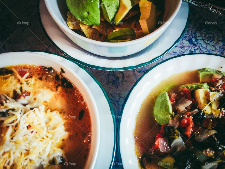 Three Stages of Tortilla Soup