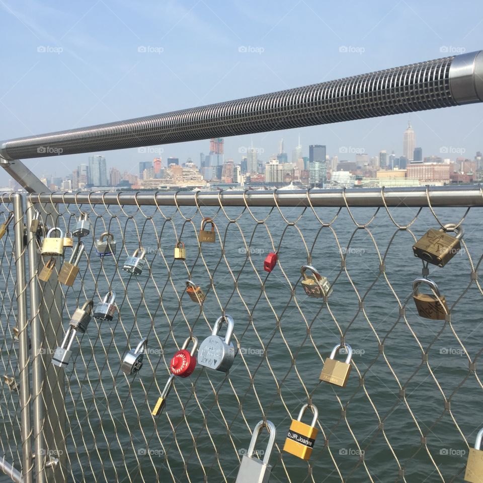 Locks of Love. View from Hoboken waterfront