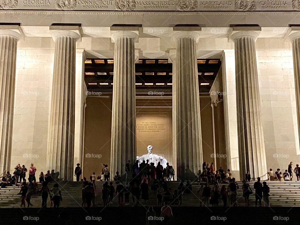 Washington DC Lincoln Memorial evening crowd 