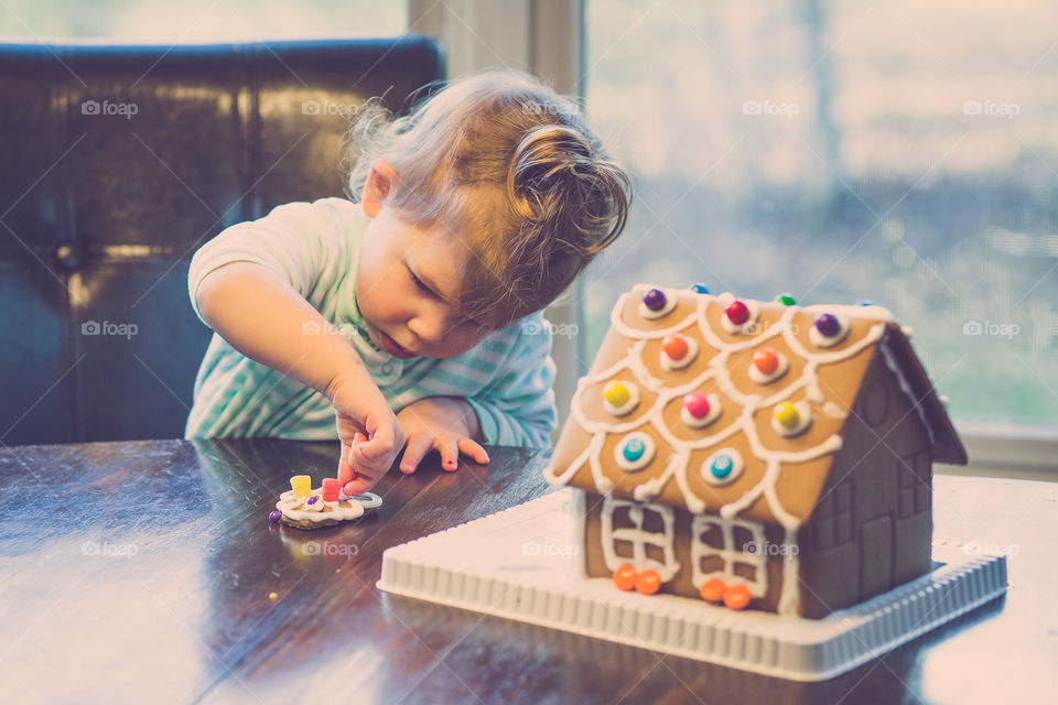 Holiday, Tradition, Gingerbread House, Daughter, Decorating