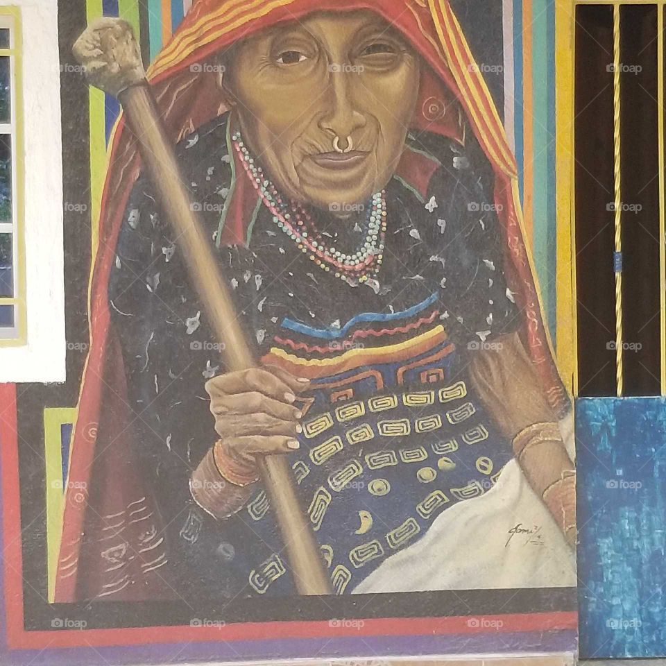 Indigenous Elder Taganga, Colombia Graffiti