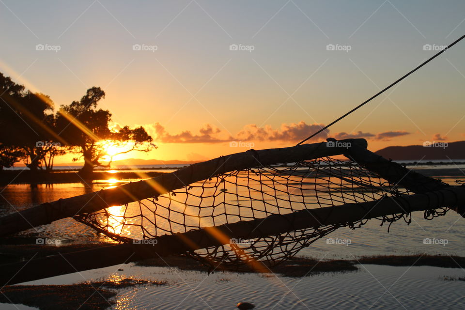 Fishing net & sunset