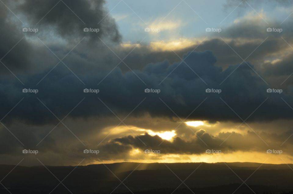 View of the sunset from Mount Pedroso, Santiago de Compostela.