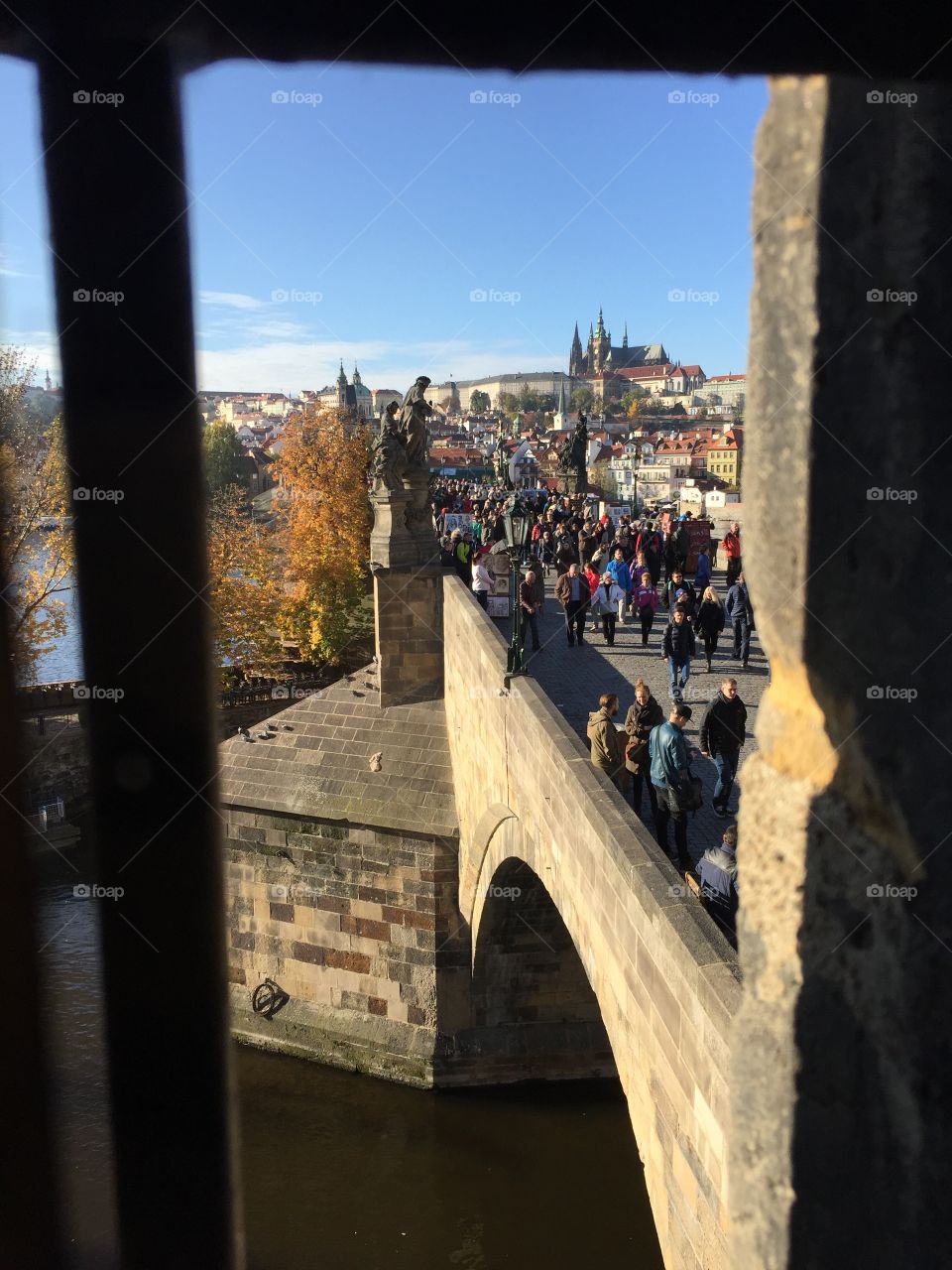 View to Charles bridge in Prague 