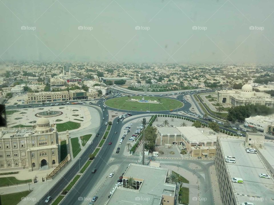 Sharjah Quwait roundabout United arab emerates top view