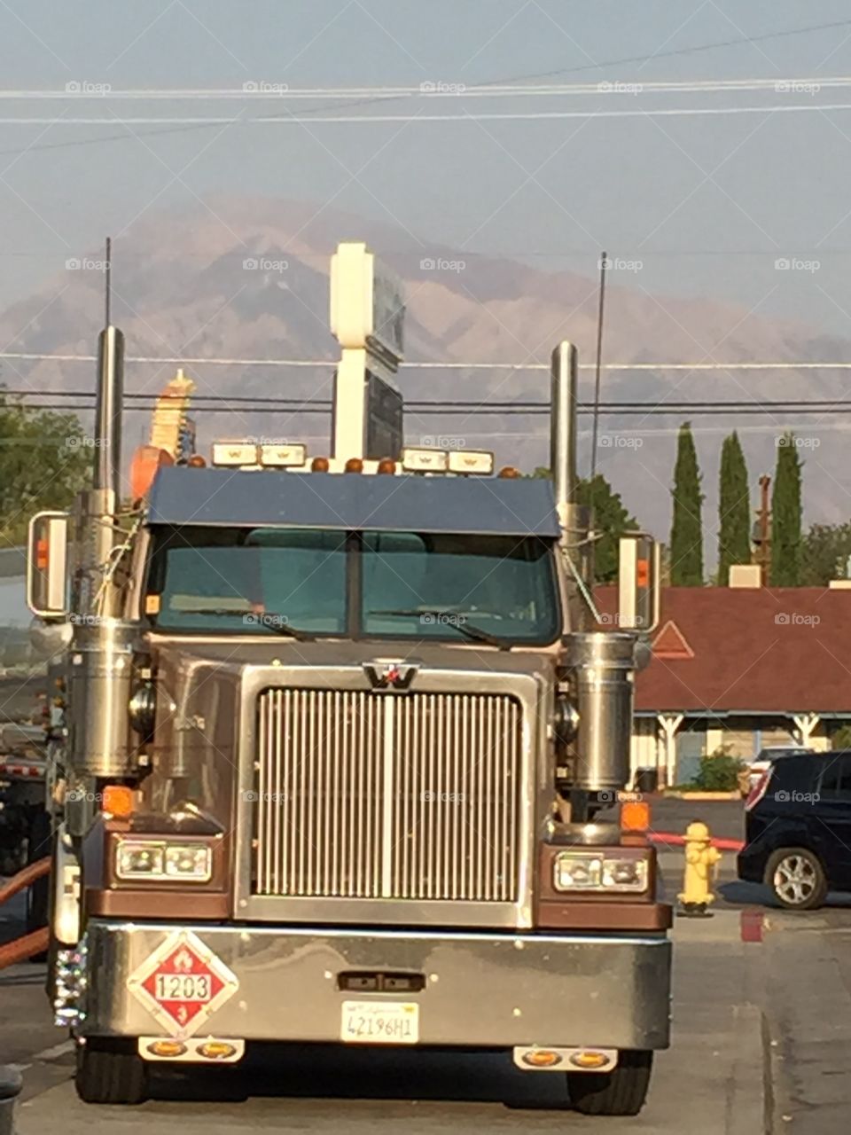 trucks in the street