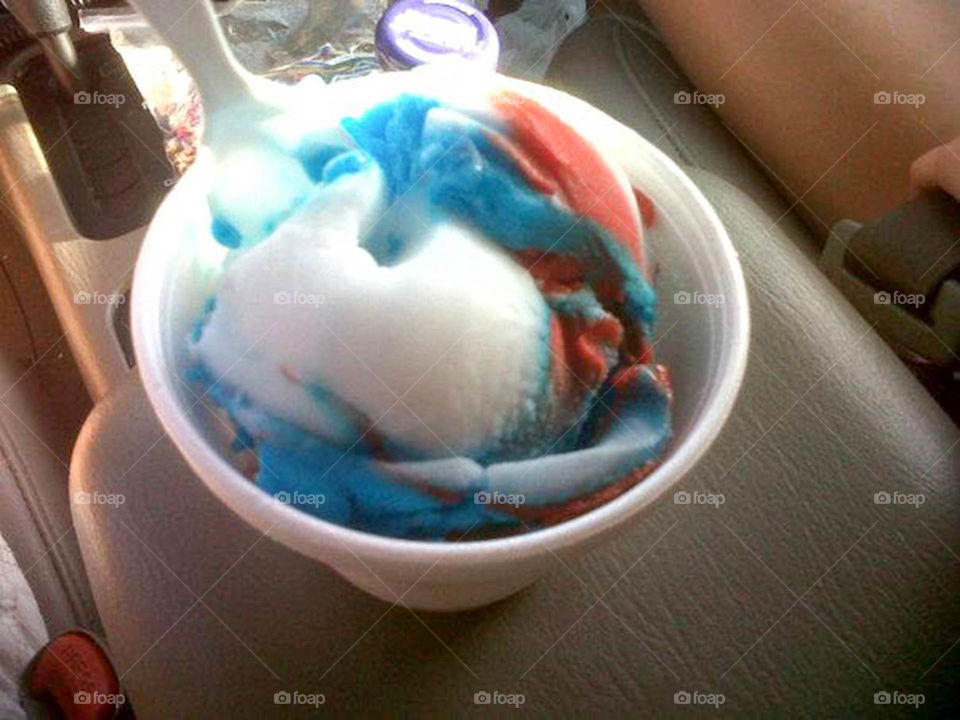 Italian ice. Patriotic red white and blue Italian ice