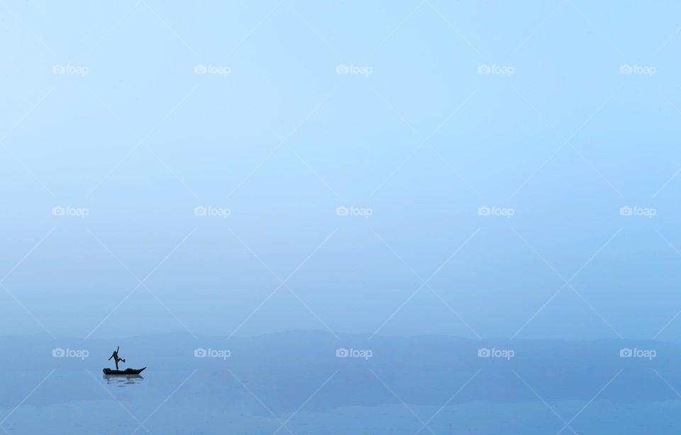Alone man on the beach